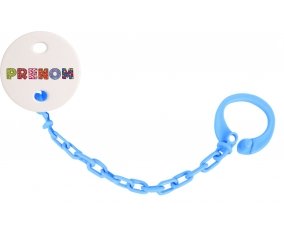 Attache-tétine Prénom ou texte personnalisée alphabet style-3 couleur Bleu turquoise