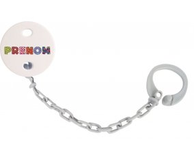 Attache-tétine Prénom ou texte personnalisée alphabet style-3 couleur Grise