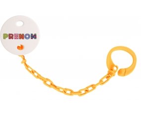 Attache-tétine Prénom ou texte personnalisée alphabet style-3 couleur Orange