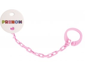 Attache-tétine Prénom ou texte personnalisée alphabet style-3 couleur Rose clair