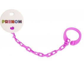 Attache-tétine Prénom ou texte personnalisée alphabet style-3 couleur Rose fuschia
