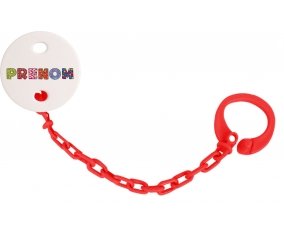 Attache-tétine Prénom ou texte personnalisée alphabet style-3 couleur Rouge