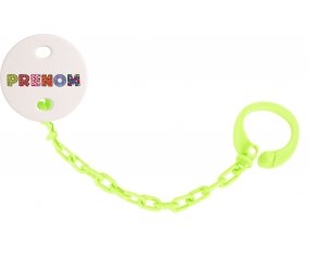 Attache-tétine Prénom ou texte personnalisée alphabet style-3 couleur Verte