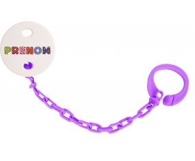 Attache-tétine Prénom ou texte personnalisée alphabet style-3 couleur Violet
