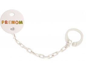 Attache-tétine Prénom ou texte personnalisée alphabet style-8 couleur Blanc
