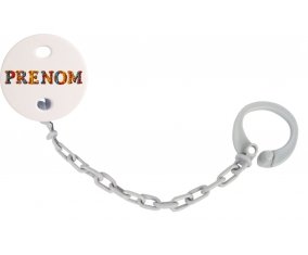 Attache-tétine Prénom ou texte personnalisée alphabet style-13 couleur Grise