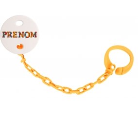 Attache-tétine Prénom ou texte personnalisée alphabet style-13 couleur Orange