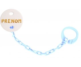 Attache-tétine Prénom ou texte personnalisée alphabet style-17 couleur Bleu ciel