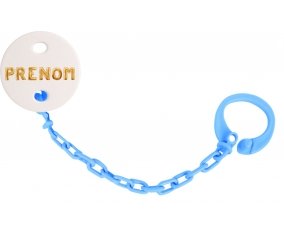 Attache-tétine Prénom ou texte personnalisée alphabet style-17 couleur Bleu turquoise