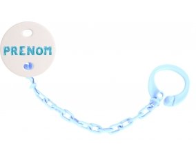 Attache-tétine Prénom ou texte personnalisée alphabet style-18 couleur Bleu ciel