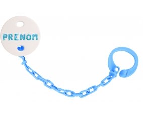 Attache-tétine Prénom ou texte personnalisée alphabet style-18 couleur Bleu turquoise
