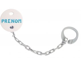 Attache-tétine Prénom ou texte personnalisée alphabet style-18 couleur Grise