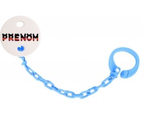 Attache-tétine Prénom ou texte personnalisée alphabet style-25 couleur Bleu turquoise