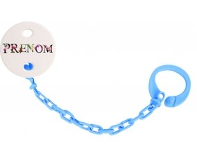 Attache-tétine Prénom ou texte personnalisée alphabet style-27 couleur Bleu turquoise