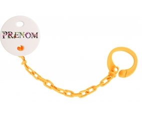 Attache-tétine Prénom ou texte personnalisée alphabet style-27 couleur Orange