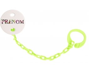 Attache-tétine Prénom ou texte personnalisée alphabet style-27 couleur Verte