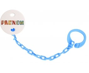 Attache-tétine Prénom ou texte personnalisée alphabet style-29 couleur Bleu turquoise