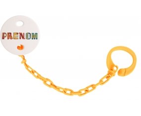Attache-tétine Prénom ou texte personnalisée alphabet style-29 couleur Orange