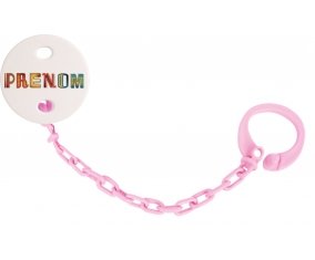 Attache-tétine Prénom ou texte personnalisée alphabet style-29 couleur Rose clair