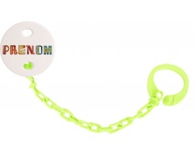 Attache-tétine Prénom ou texte personnalisée alphabet style-29 couleur Verte