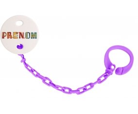 Attache-tétine Prénom ou texte personnalisée alphabet style-29 couleur Violet