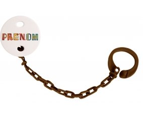 Attache-tétine Prénom ou texte personnalisée alphabet style-29 couleur Marron