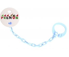 Attache-tétine Prénom ou texte personnalisée alphabet style-31 couleur Bleu ciel