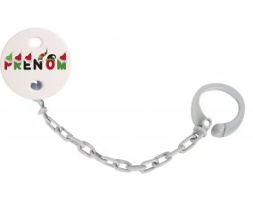 Attache-tétine Prénom ou texte personnalisée alphabet style-31 couleur Grise