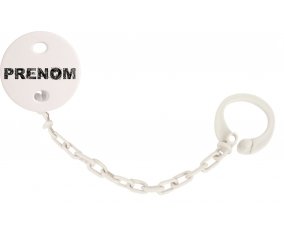 Attache-tétine Prénom ou texte personnalisée alphabet style-34 couleur Blanc