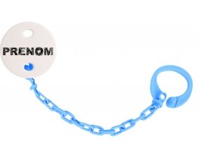 Attache-tétine Prénom ou texte personnalisée alphabet style-34 couleur Bleu turquoise