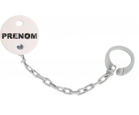 Attache-tétine Prénom ou texte personnalisée alphabet style-34 couleur Grise