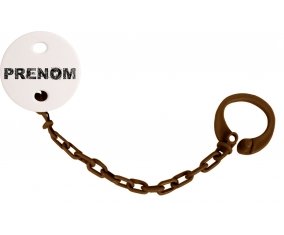 Attache-tétine Prénom ou texte personnalisée alphabet style-34 couleur Marron