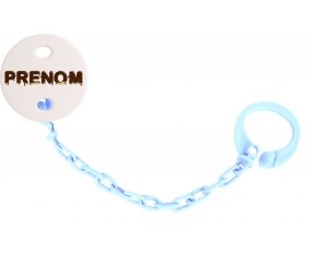 Attache-tétine Prénom ou texte personnalisée alphabet style-37 couleur Bleu ciel