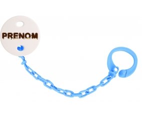 Attache-tétine Prénom ou texte personnalisée alphabet style-37 couleur Bleu turquoise