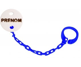 Attache-tétine Prénom ou texte personnalisée alphabet style-37 couleur Marine