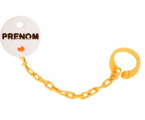 Attache-tétine Prénom ou texte personnalisée alphabet style-37 couleur Orange