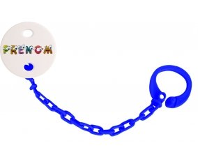 Attache-tétine Prénom ou texte personnalisée alphabet style-38 couleur Marine