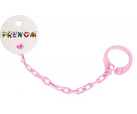 Attache-tétine Prénom ou texte personnalisée alphabet style-38 couleur Rose clair