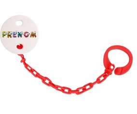 Attache-tétine Prénom ou texte personnalisée alphabet style-38 couleur Rouge