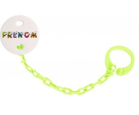 Attache-tétine Prénom ou texte personnalisée alphabet style-38 couleur Verte