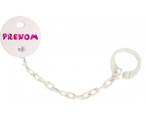 Attache-tétine Prénom ou texte personnalisée alphabet style-40 couleur Blanc