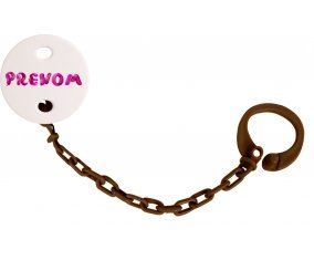 Attache-tétine Prénom ou texte personnalisée alphabet style-40 couleur Marron