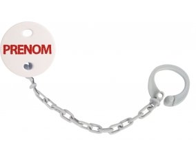 Attache-tétine Prénom ou texte personnalisée alphabet style-41 couleur Grise