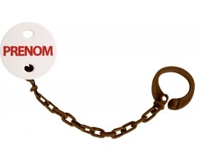 Attache-tétine Prénom ou texte personnalisée alphabet style-41 couleur Marron