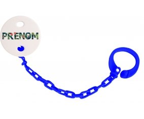 Attache-tétine Prénom ou texte personnalisée alphabet style-42 couleur Marine