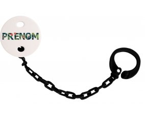 Attache-tétine Prénom ou texte personnalisée alphabet style-42 couleur Noire