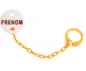 Attache-tétine Prénom ou texte personnalisée alphabet style-45 couleur Orange