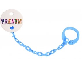 Attache-tétine Prénom ou texte personnalisée alphabet style-47 couleur Bleu turquoise