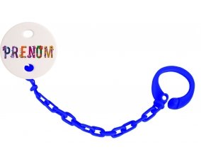 Attache-tétine Prénom ou texte personnalisée alphabet style-47 couleur Marine