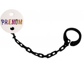 Attache-tétine Prénom ou texte personnalisée alphabet style-47 couleur Noire